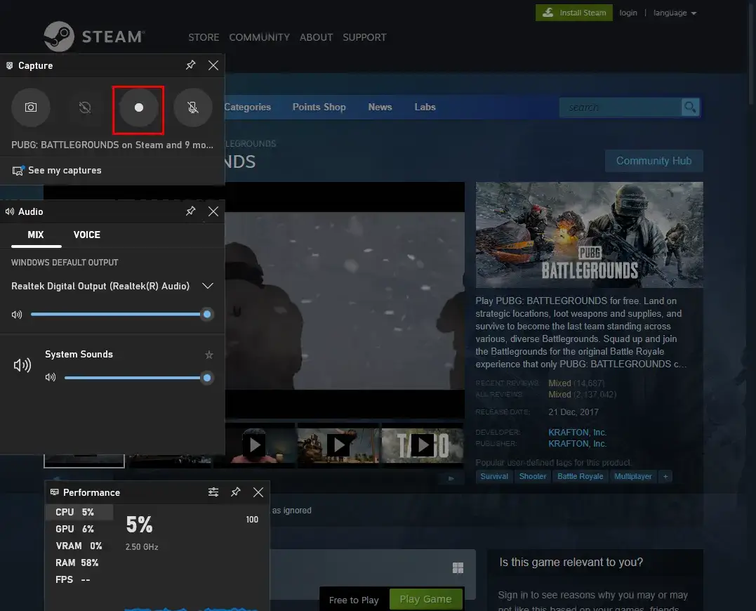 how to record steam games with xbox game bar