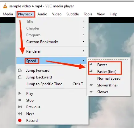 how to speed up a video in vlc
