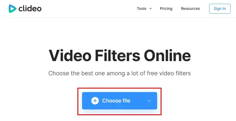 import a video in clideo filter video tool