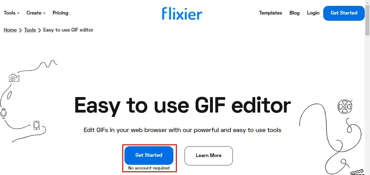 open flixier gif editor