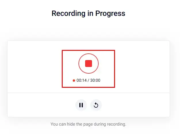 pause and stop recording in flexclip online screen recorder