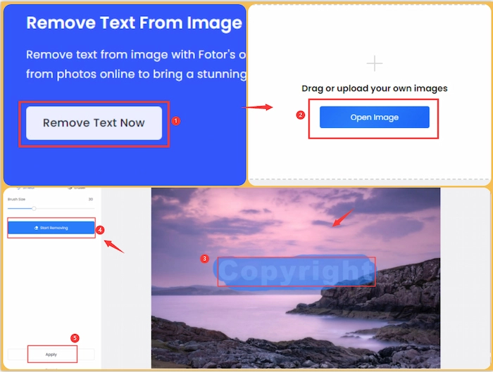 remove text from a picture with fotor