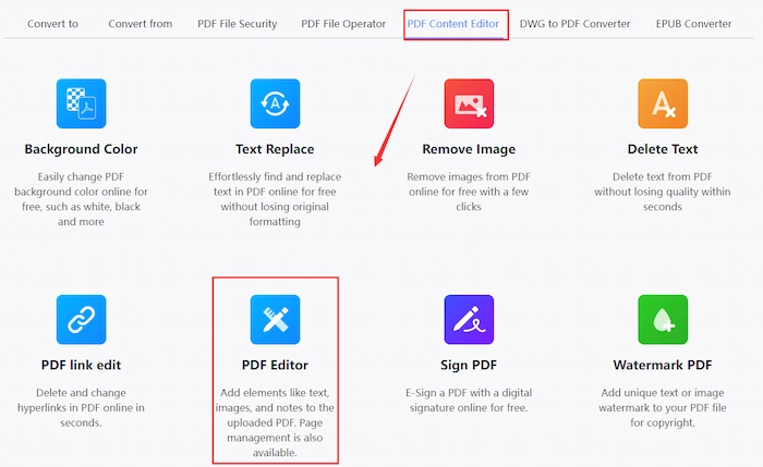 select pdf editor tool online