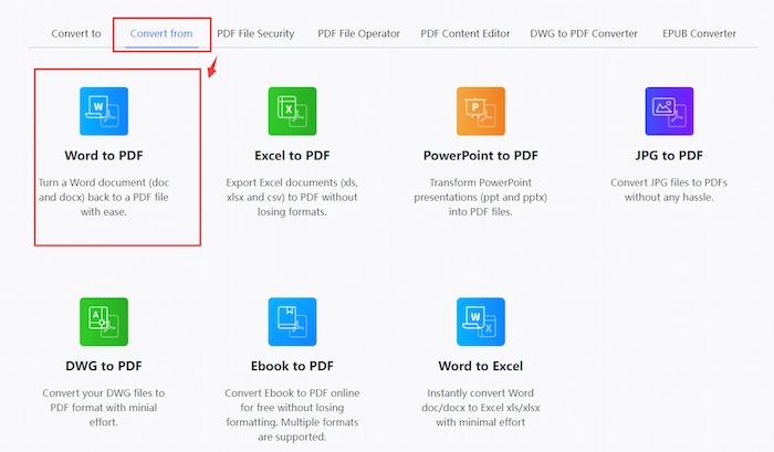 select word to pdf tool online