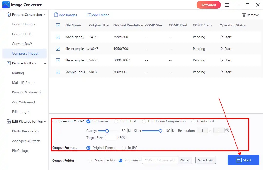 workintool compress a jpeg