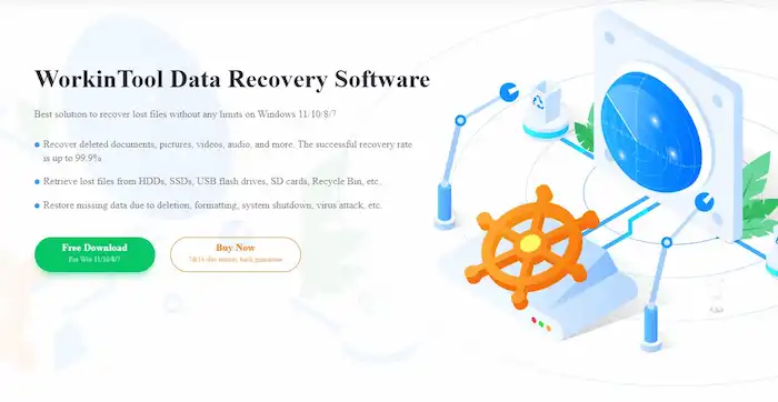 workintool data recovery website homepage