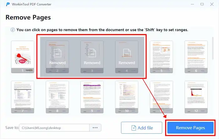 workintool remove pdf pages