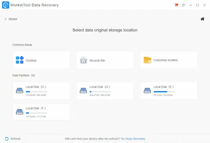 workintool select data original storage location