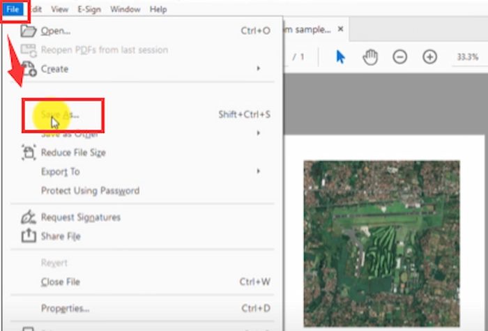 click save as in adobe