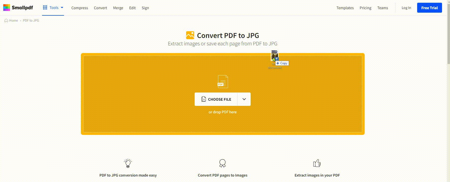 convert pdf to jpg windows 10 with smallpdf