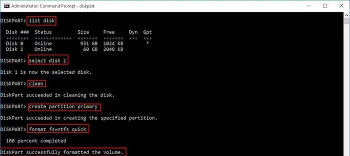 diskpart format when chkdsk is not available for raw drives