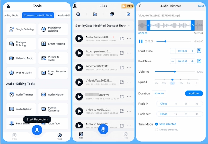 extract audio from video android transvoice