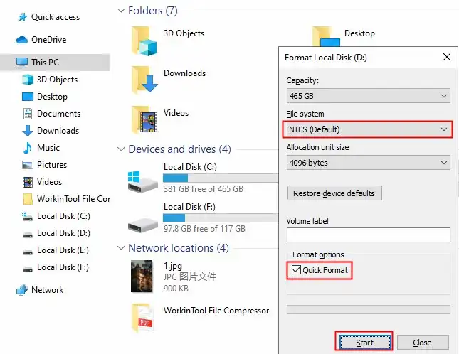 format a raw usb drive file explorer