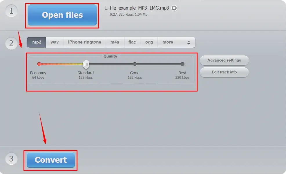 how to change audio bitrate in 123 apps