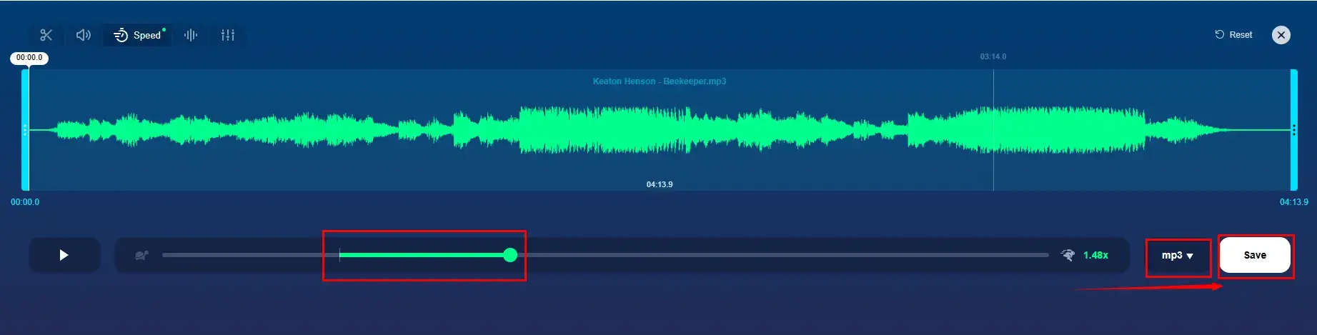 how to change audio speed in 123 apps audio speed changer