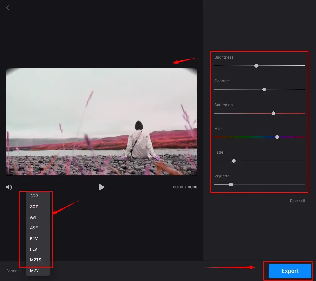 how to color correct a video in clideo