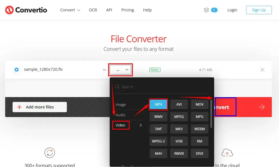 how to convert flv to mp4 in convertio