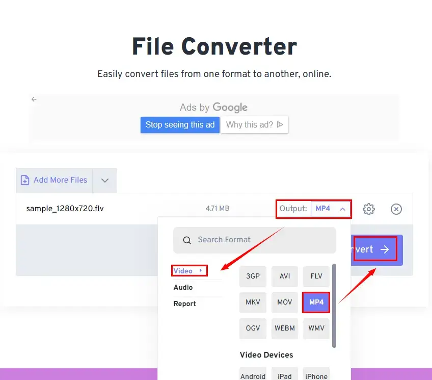 how to convert flv to mp4 in freeconvert