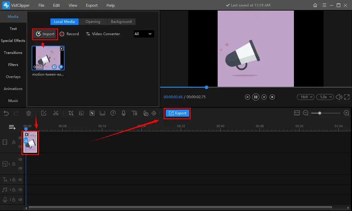 how to convert gif to video in workintool vidclipper