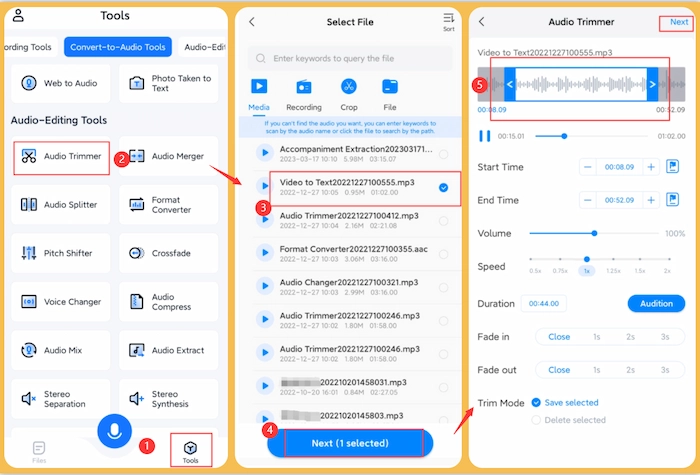 how to edit voice recording on android