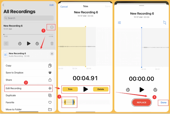 how to edit voice recording on iphone