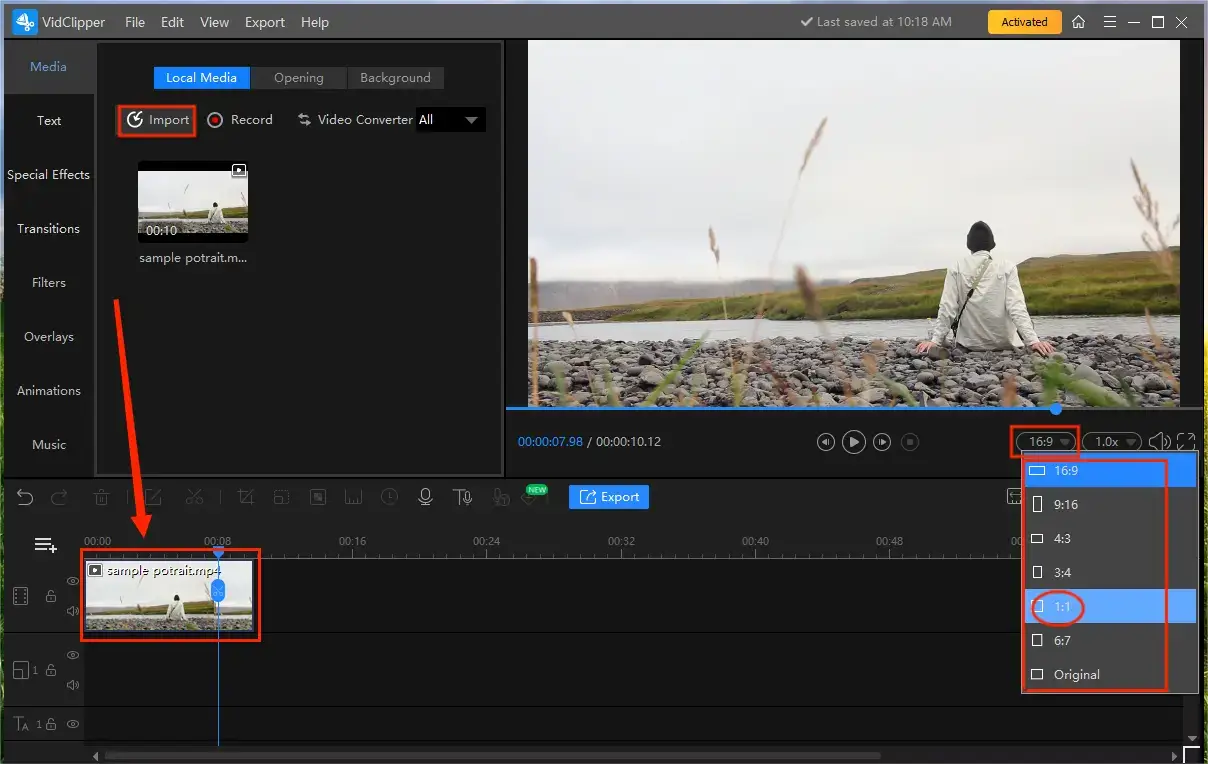 how to make a square video on windows using workintool vidclipper