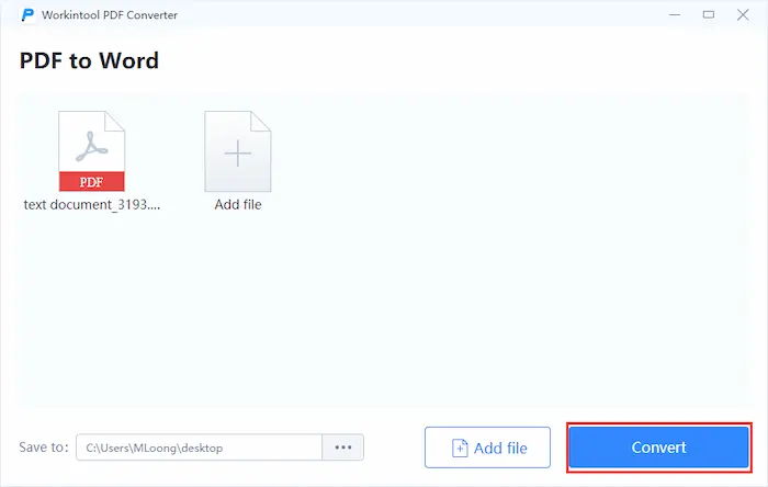 how to open a pdf in word in workintool