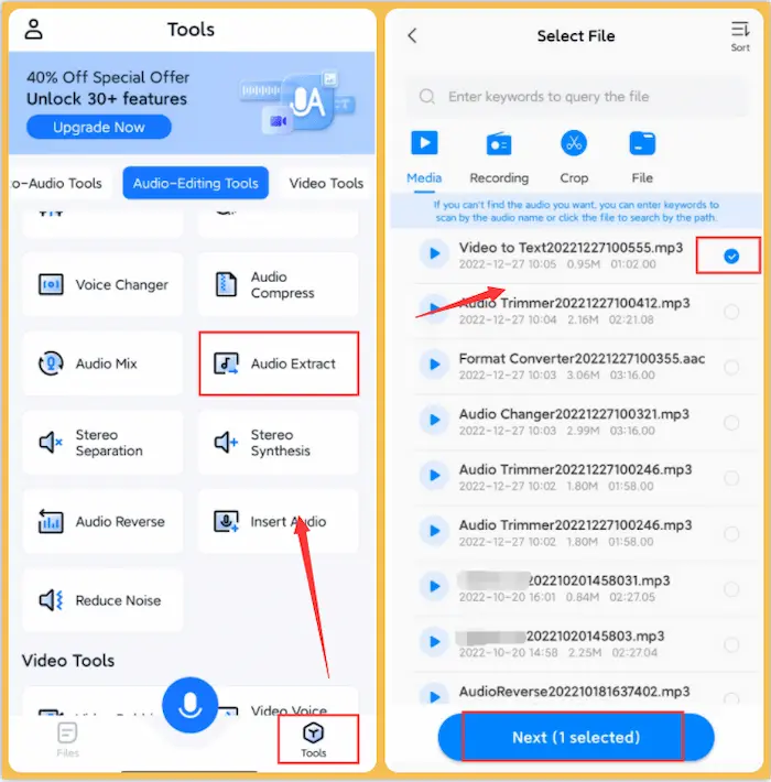 extract audio from youtube video on android