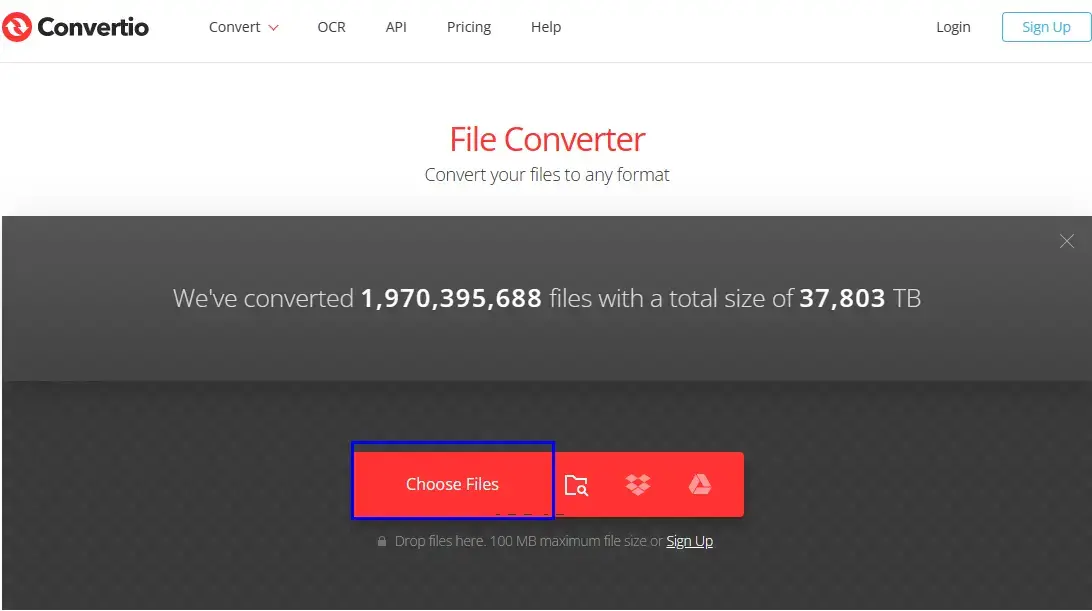 import a file to convertio