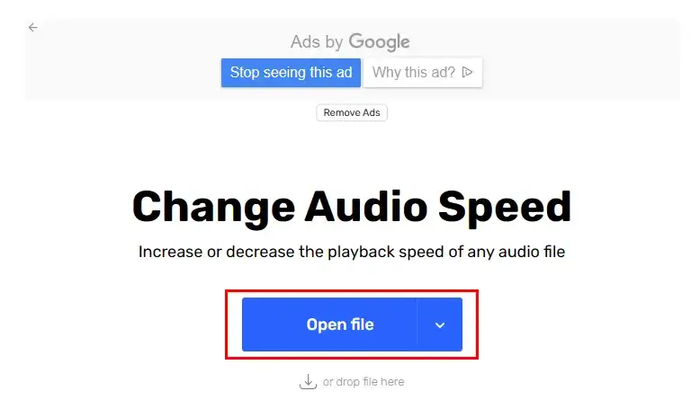 import an audio file to 123 apps audio speed changer