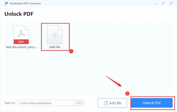 one click to decrypt a pdf in workintool