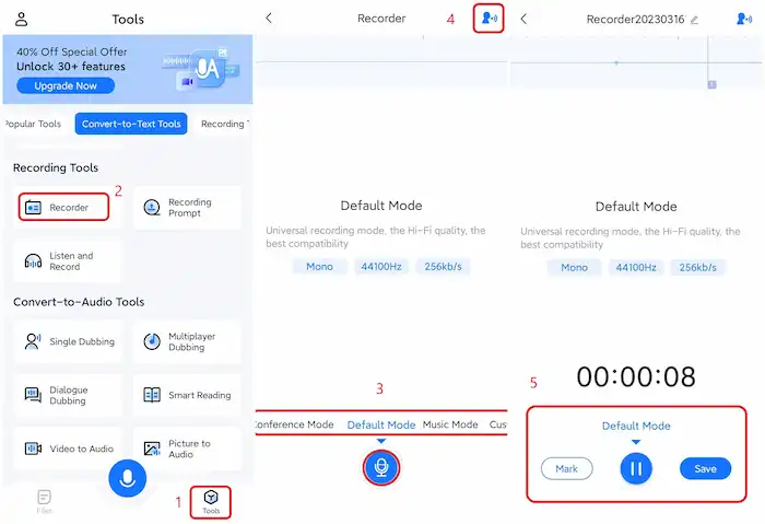 record audio on android transvoice