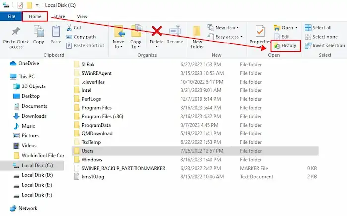 recover deleted pst file via file history