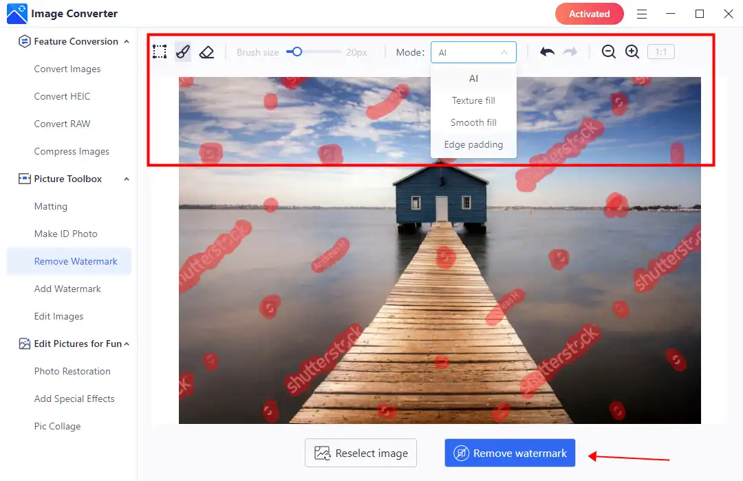 remove shutterstock watermark workintool 2