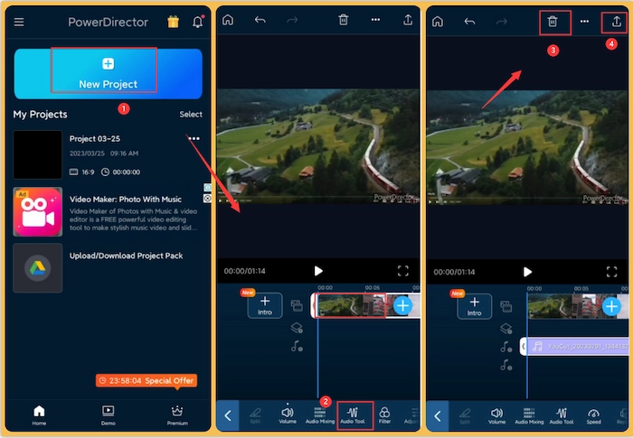 remove sound from video android powerdirector