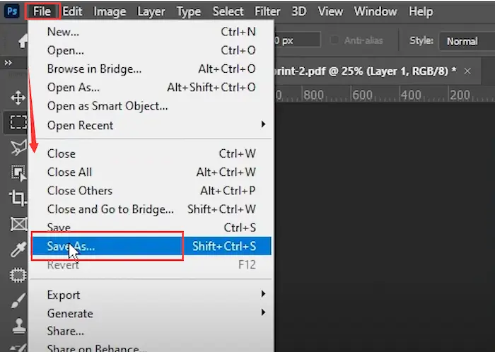 save pdf as jpg in photoshop