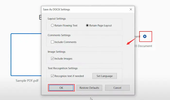 set export parameter in adobe