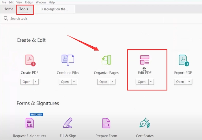 click edit pdf button in adobe