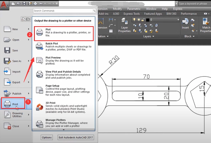 click plot in autocad