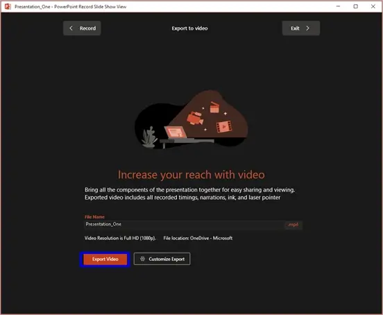 export the recording from microsoft powerpoint