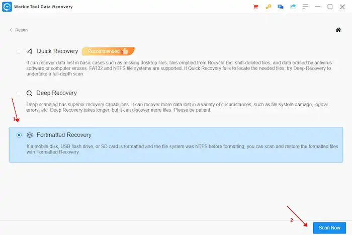 formatted recovery