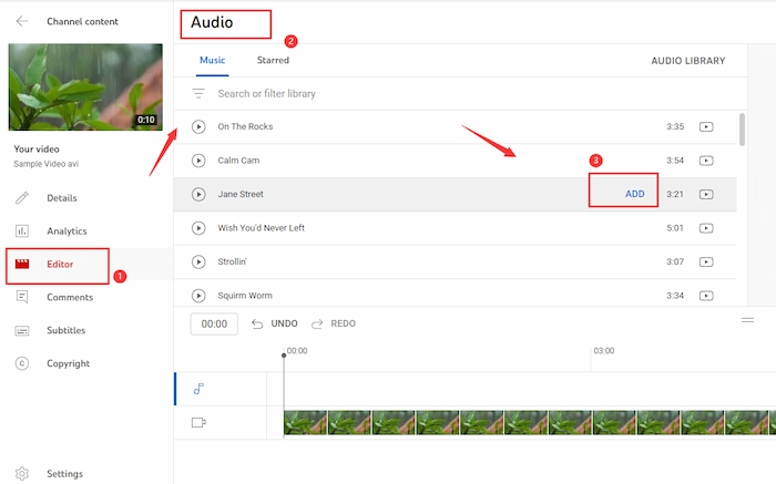 how to add music to youtube video by youtube editor