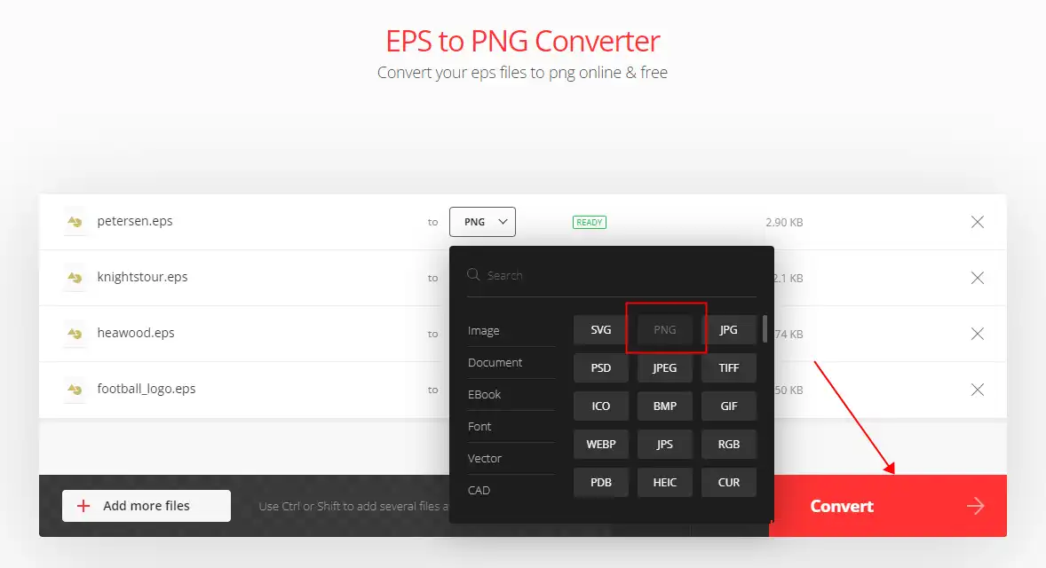 how to convert eps to png online