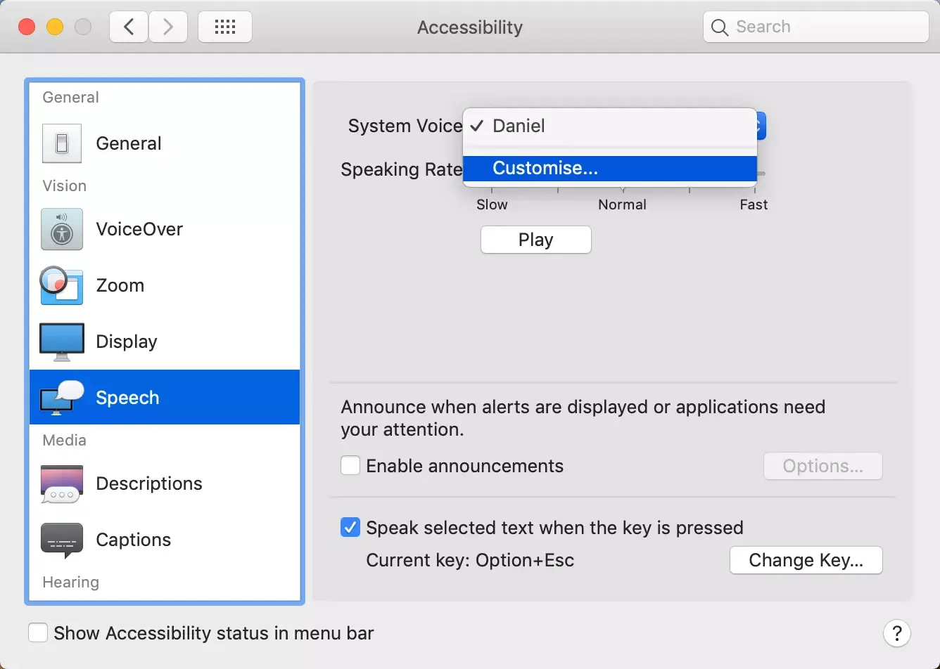 how to convert text to speech on mac using accessibility feature
