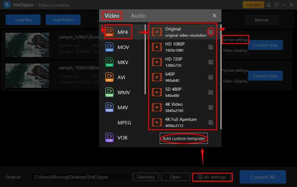 how to convert vob to mp4 in workintool vidclipper