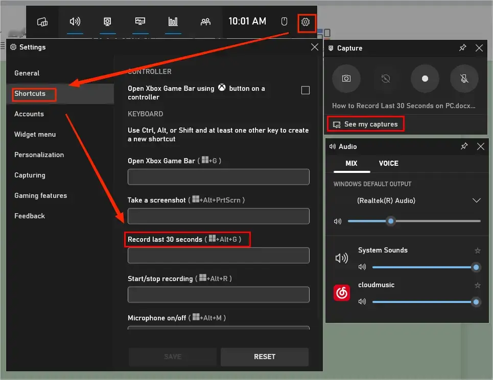 how to record last 30 seconds on windows with xbox game bar