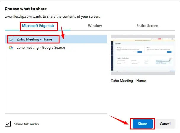 how to record zoho meetings in flexclip