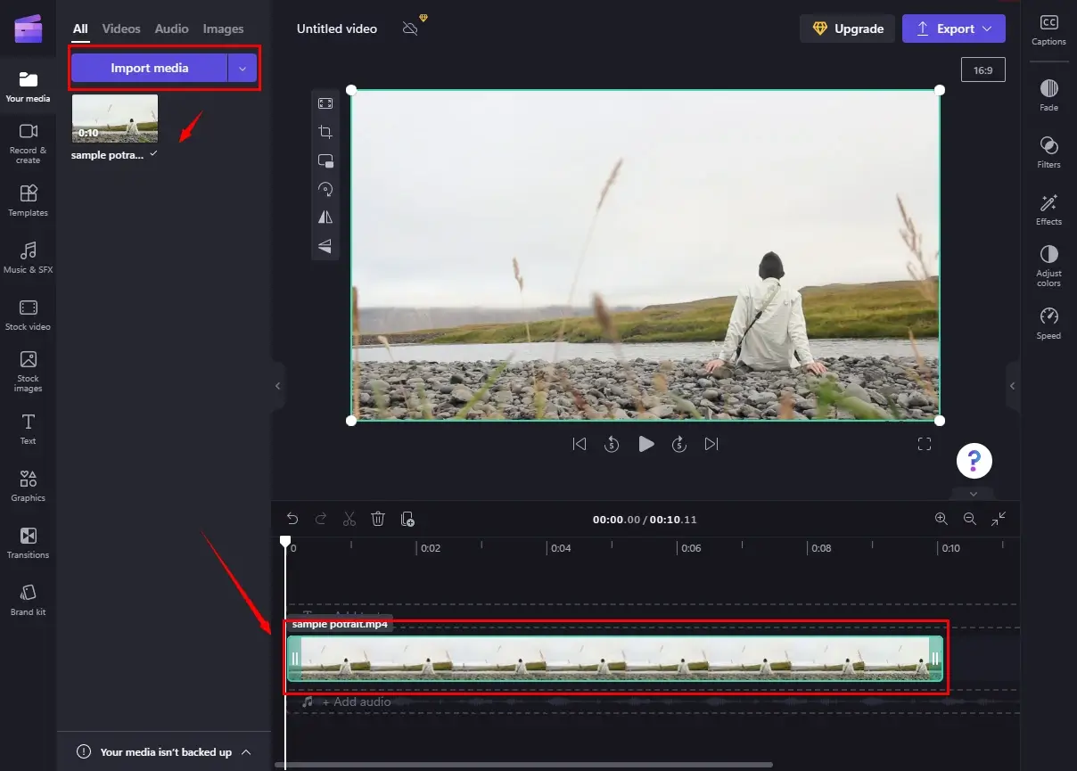 import a video in clipchamp