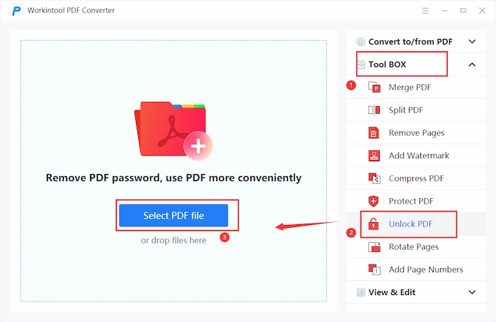 press unlock pdf button in workintool