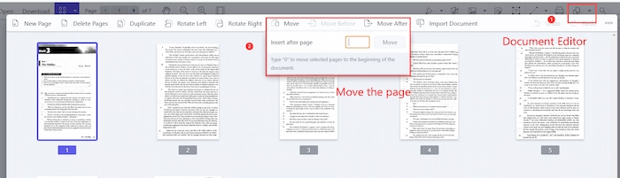 rearrange pdf pages in workintool